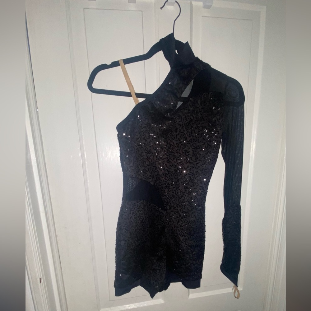 Weissman Black Sequin Dance Costume Small Adult - image 1